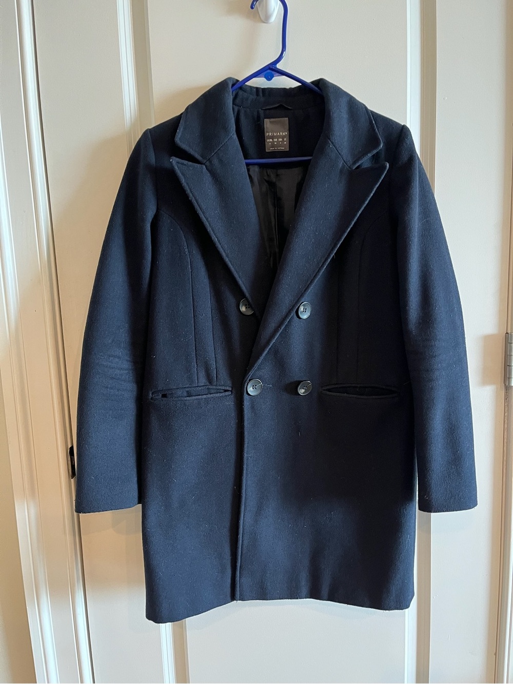 Primark Navy Double-Breasted Wool Pea Coat